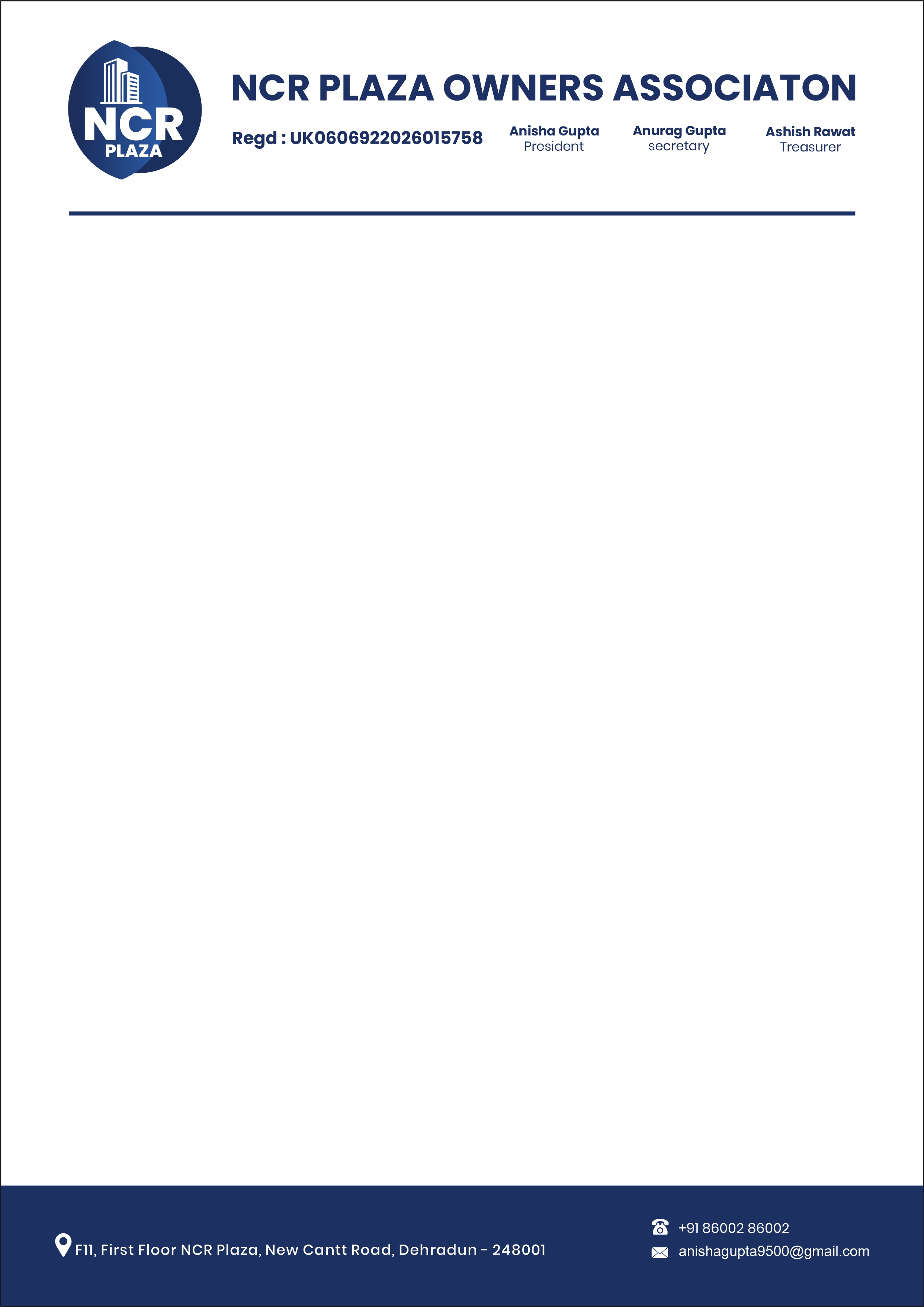 NCR Plaza Official Letterhead